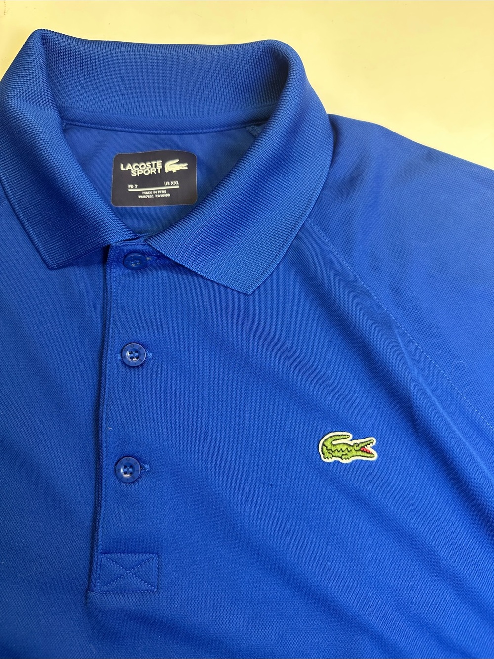 Lacoste Sport Polo Shirt Royal Blue Men's XXL Croc Logo Golf Casual Polyester